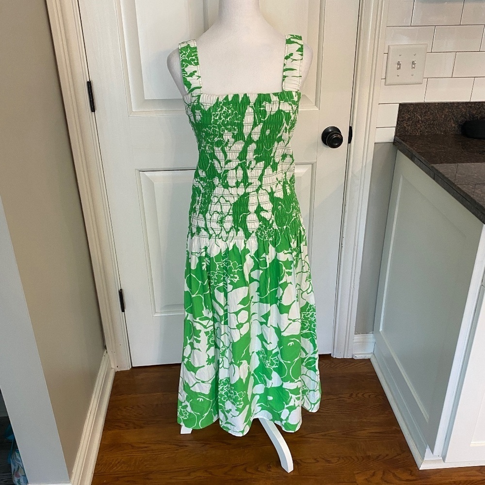 New! Rails Seville midi Dress in Lotus Green smocked floral nwot 33452 - Picture 7 of 16